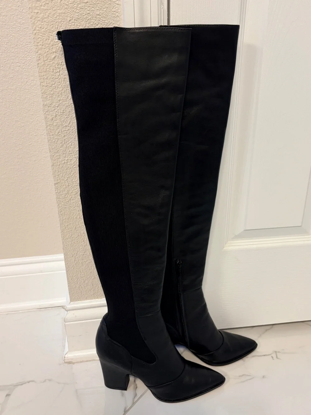 Sam Edelman Natasha Over The Knee Leather Boots Black 8